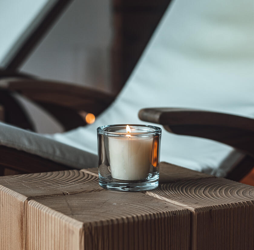 deck chairs with candle